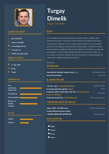 İnşaat Mühendisi Cv Örnekleri cv indir